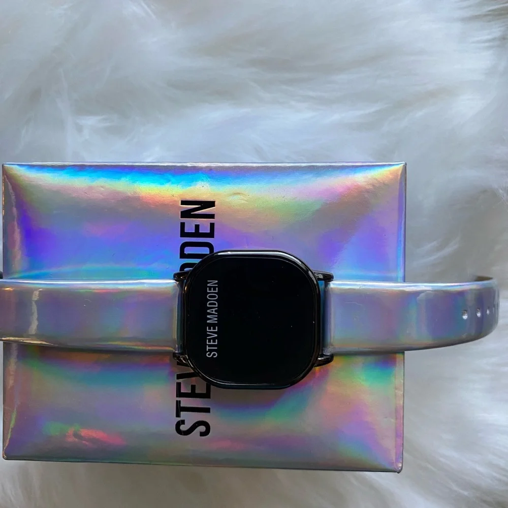 Steve Madden ladies digital watch silver with iridescent color